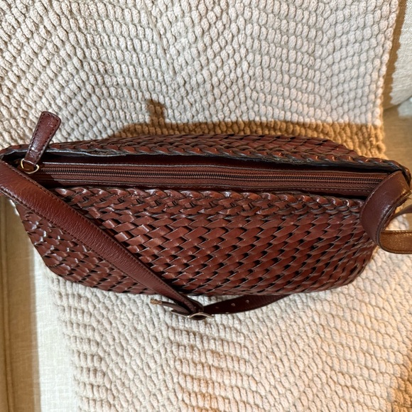 Authentic Fossil 1954 Woven Brown Leather Crossbody Adjustable strap 75082 - Picture 3 of 10
